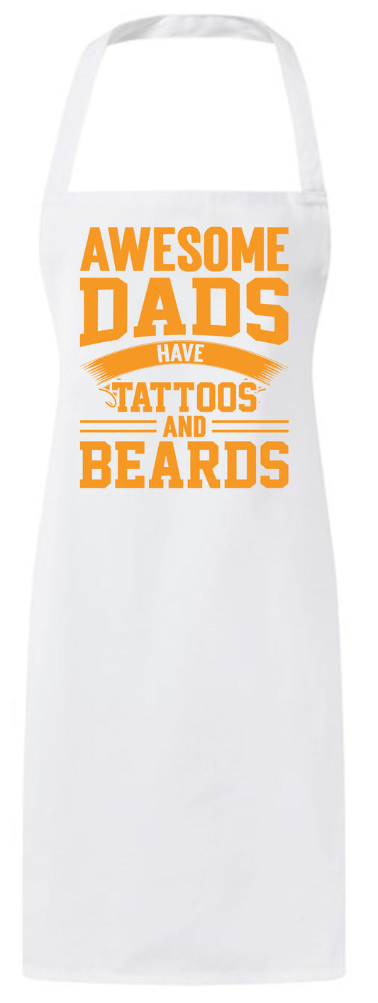 Awesome Dads Have Tattoos And Beards Daddy Custom Father's Day Apron