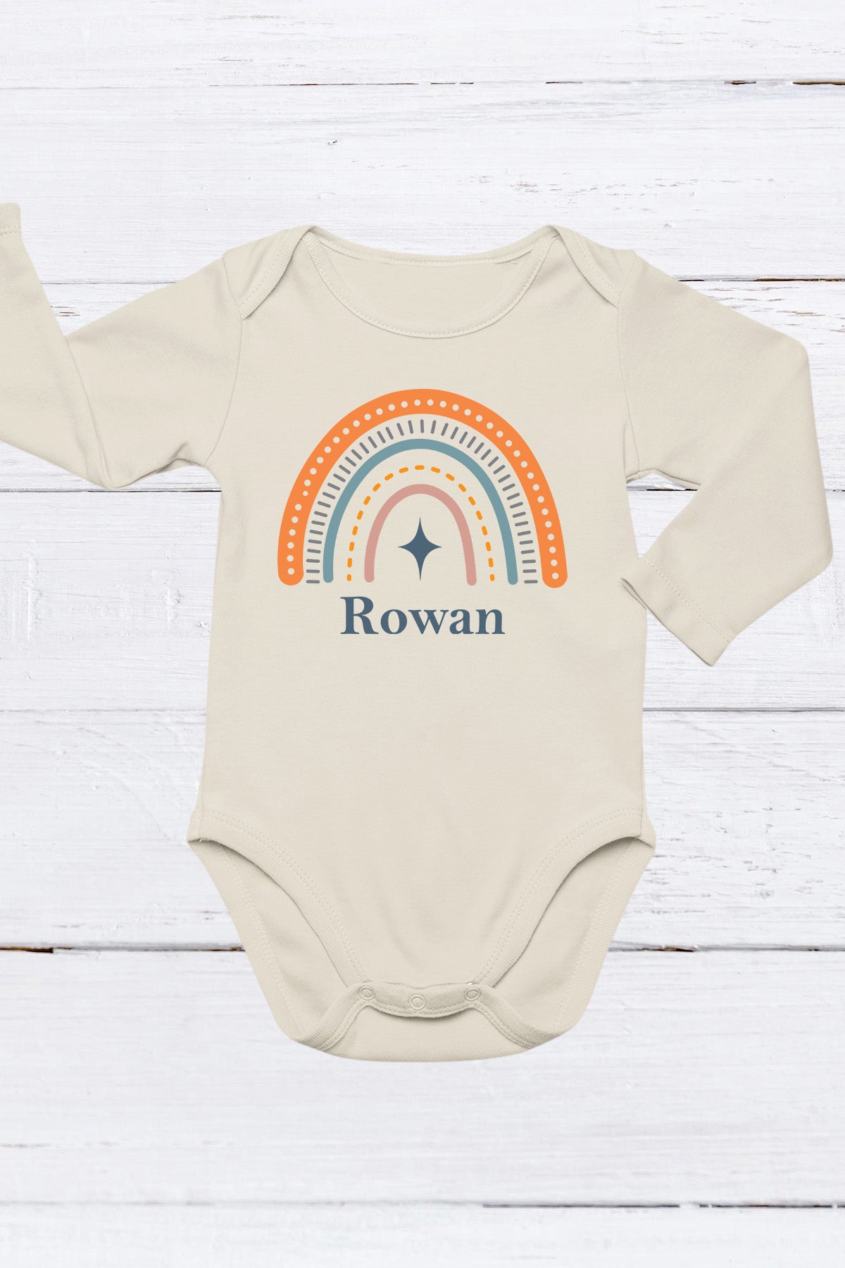 Personalized Baby Name With Rainbow Bodysuit