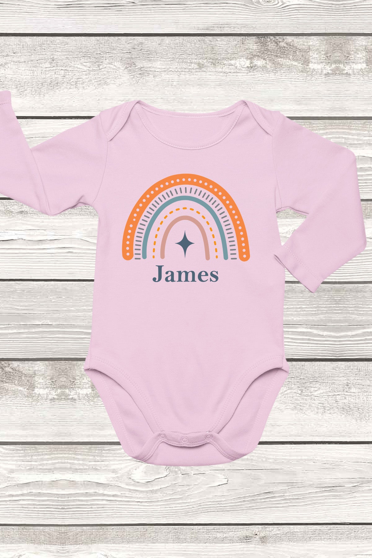 Personalized Baby Name With Rainbow Bodysuit