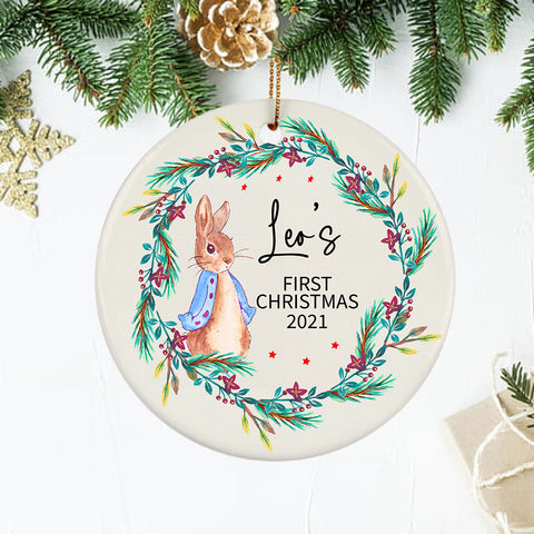 Baby Boys First Christmas 2023 Floral Bible Verse Jesus Ornament