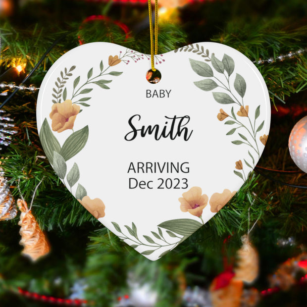 Personalized Baby Coming Announcement Ornaments Keepsake