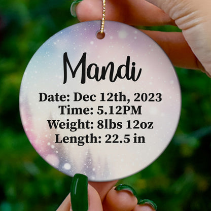 Personalized Mandi Newborn Baby Birth Announcement Christmas Ornament