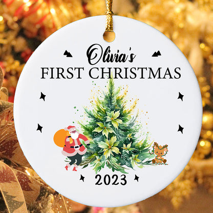 Personalized Baby's First Christmas 2023 Baby Announcement Ornament