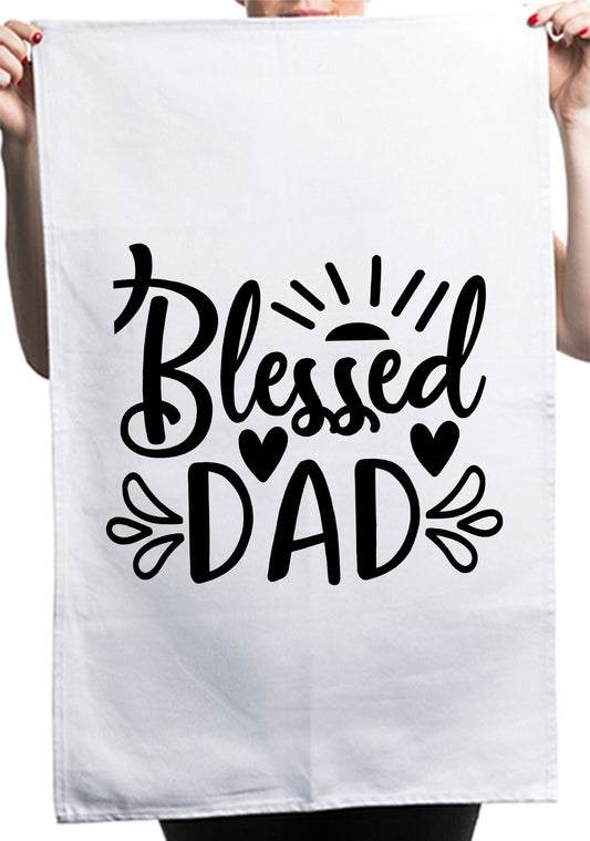 Blessed Dad Memories Fathers Day Custom Daddy Kitchen Table Tea Towel