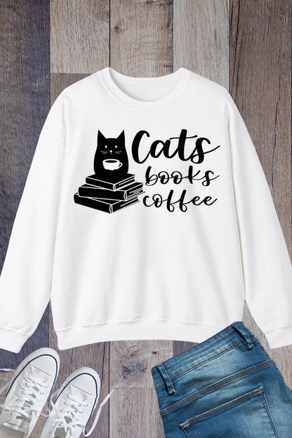 Cats Books Coffee Lover Sweatshirt
