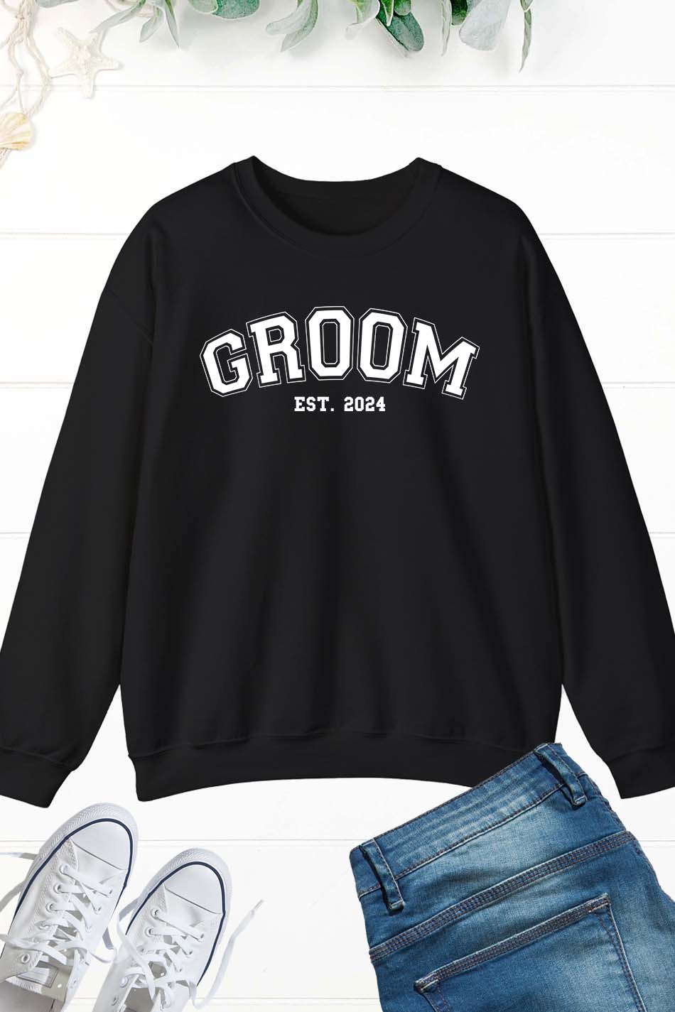 Bride and Groom Est 2024 Sweatshirt Custom Year