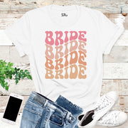 Retro Bride Trendy Boho Groovy Bachelorette Bridal Party T-Shirts - White