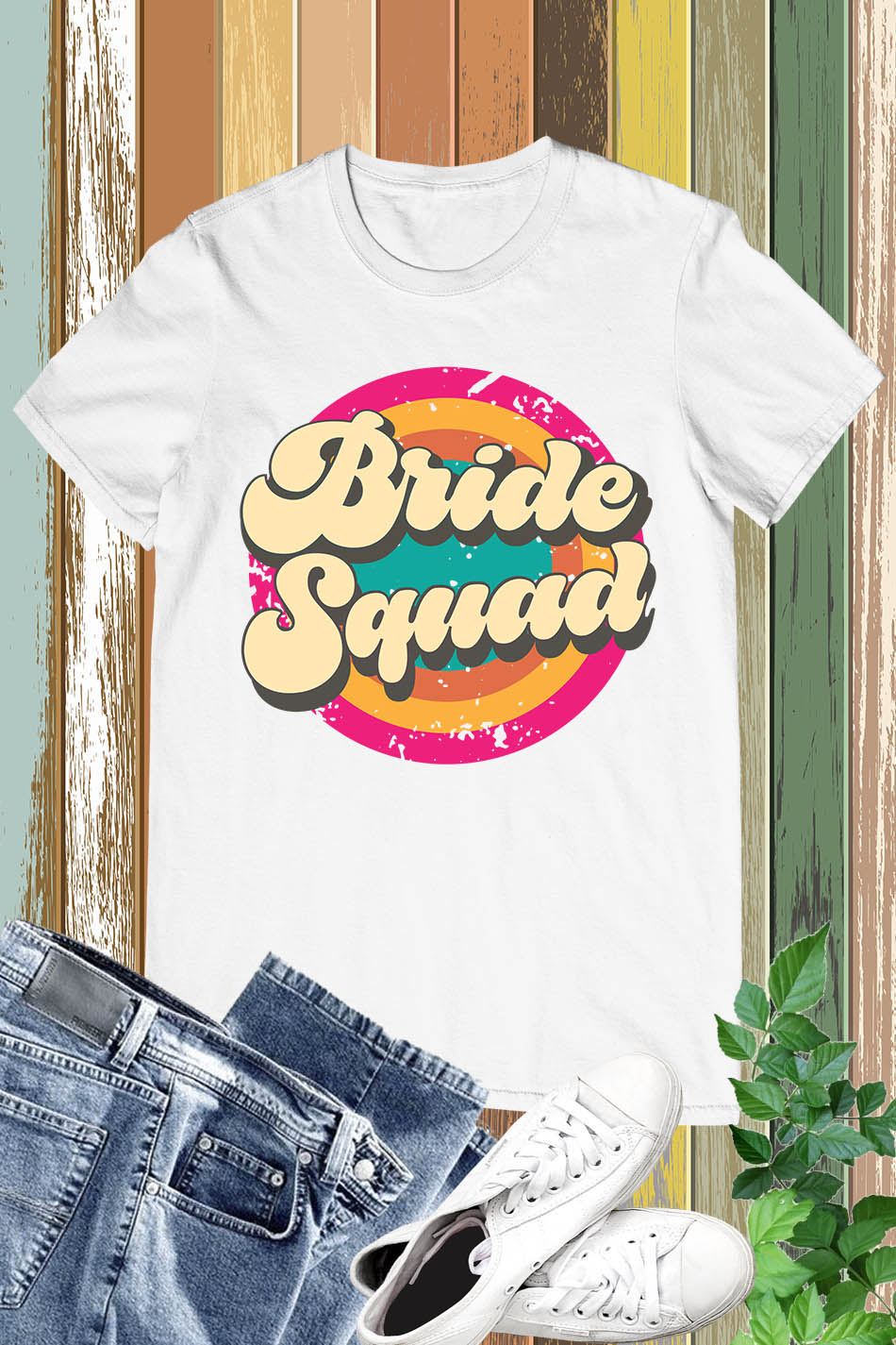 Bride Squad Rainbow T Shirts
