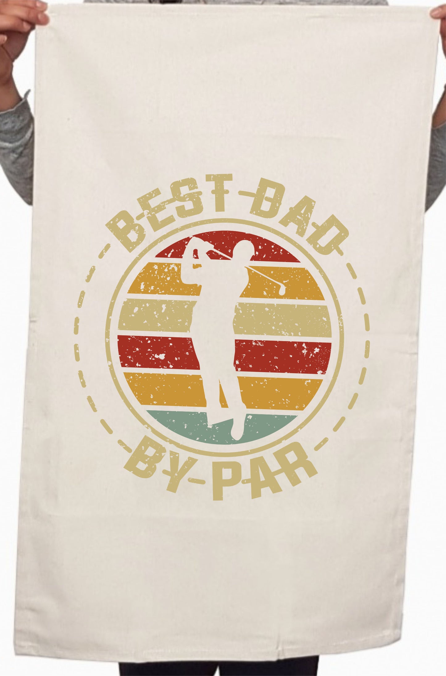 Best Dad By Par Fathers Day Golf Tee Custom Kitchen Table Tea Towel