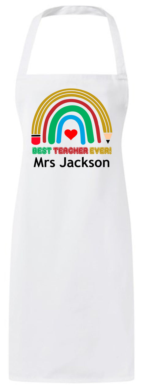 Personalized Best Teacher Appreciation Custom Rainbow Thank You Apron