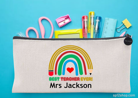 Teacher Appreciation Custom Thank You  Rainbow Pouch Bag Pencil Case