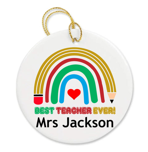 Personalized Best Teacher Appreciation Custom Rainbow Thank You Ornament