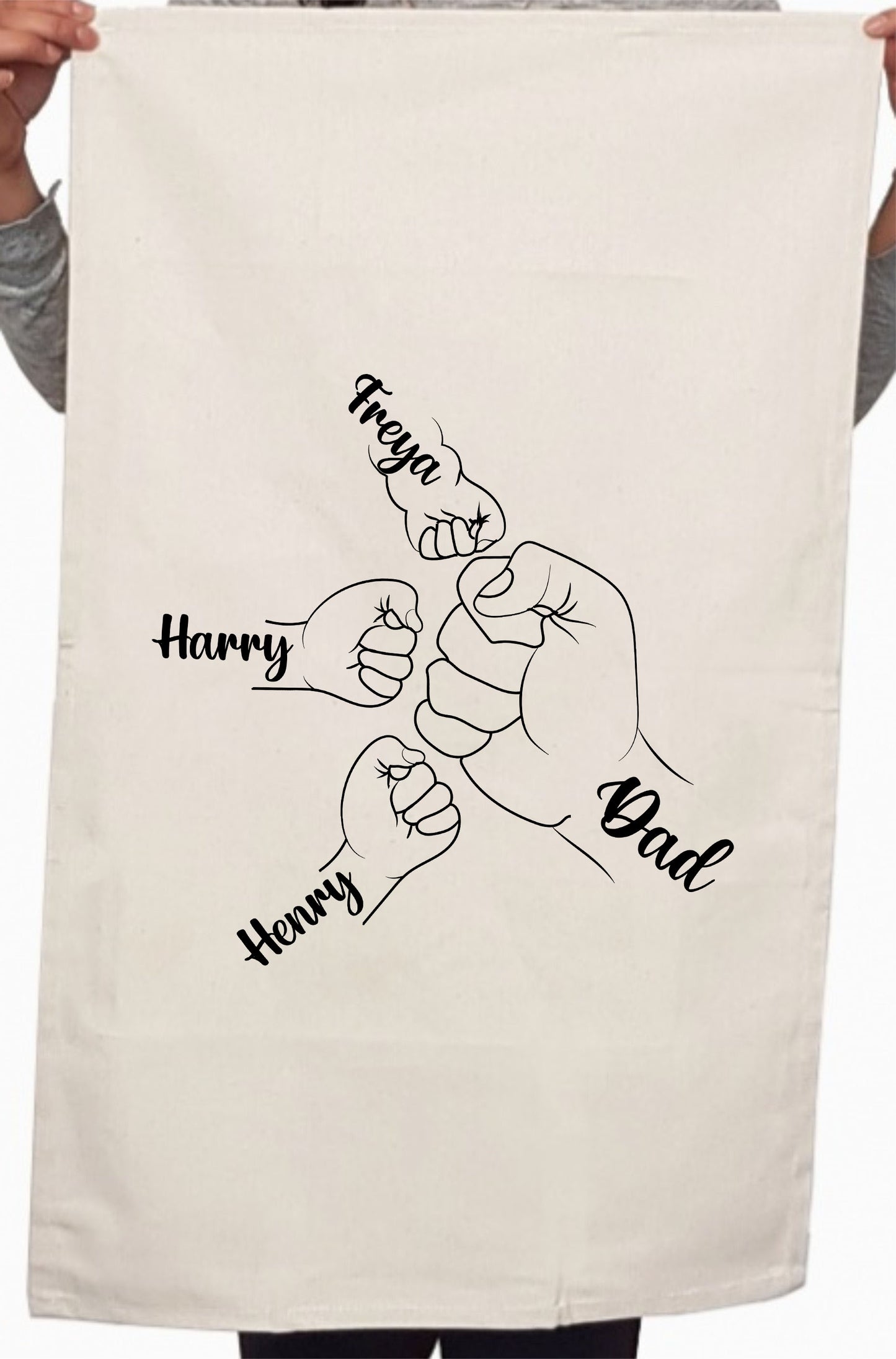 First Bump Dad and Son Custom Fathers Day Kitchen Table Tea Towel