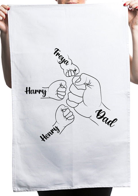 First Bump Dad and Son Custom Fathers Day Kitchen Table Tea Towel