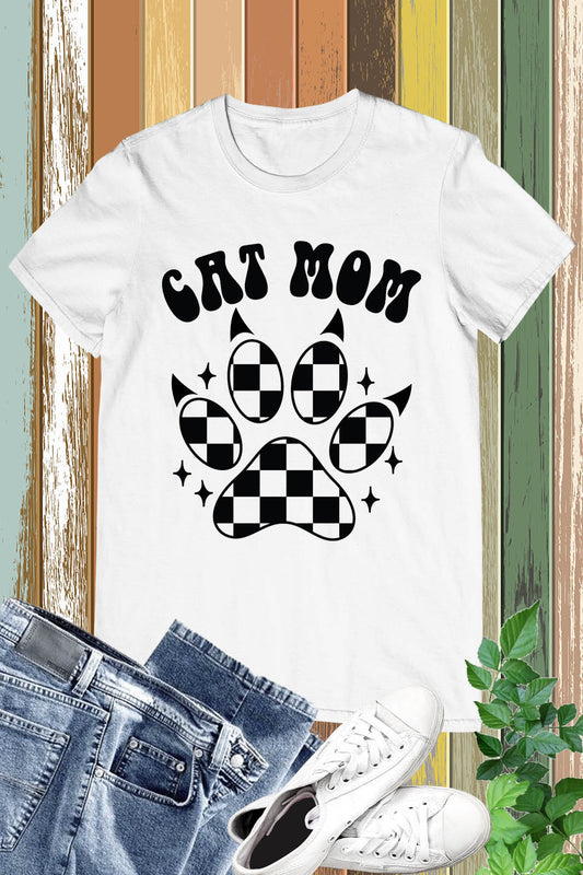 Cat Mom Checkered Paw Shirt