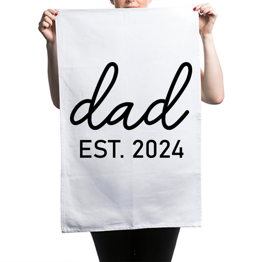 Awesome Dad Est. 2024 Fathers Day Custom Kitchen Table Tea Towel