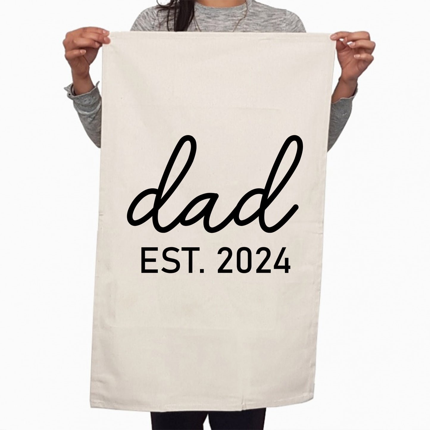 Awesome Dad Est. 2024 Fathers Day Custom Kitchen Table Tea Towel