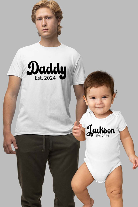 Custom Personalized Daddy Baby Est Date Shirt 2024