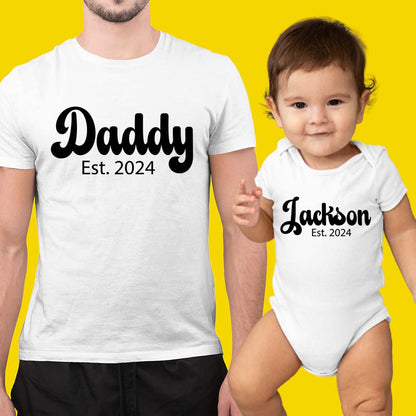 Personalised Daddy Baby Est Date Shirt