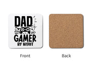 Funny Dad by Day Gamer by Night Custom Father's Day Coaster