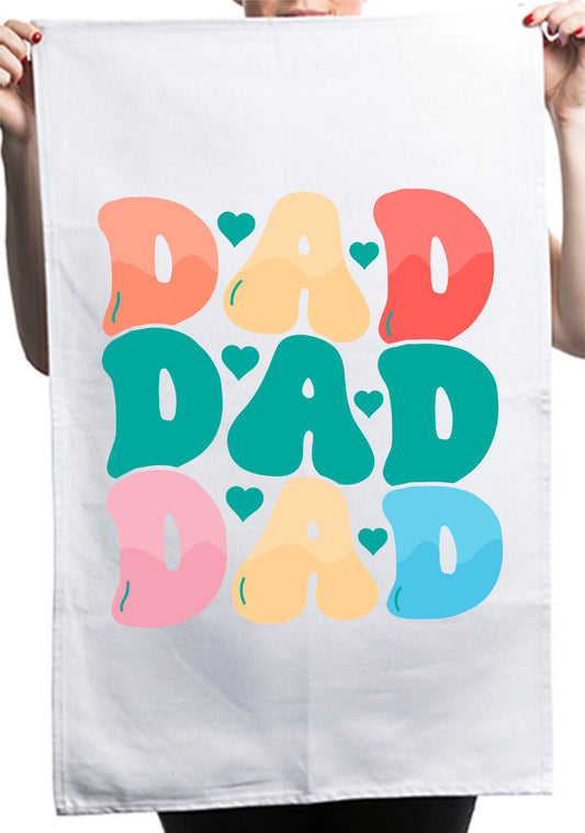 Dad Father's Day Custom Names Daddy Kitchen Table Tea Towel