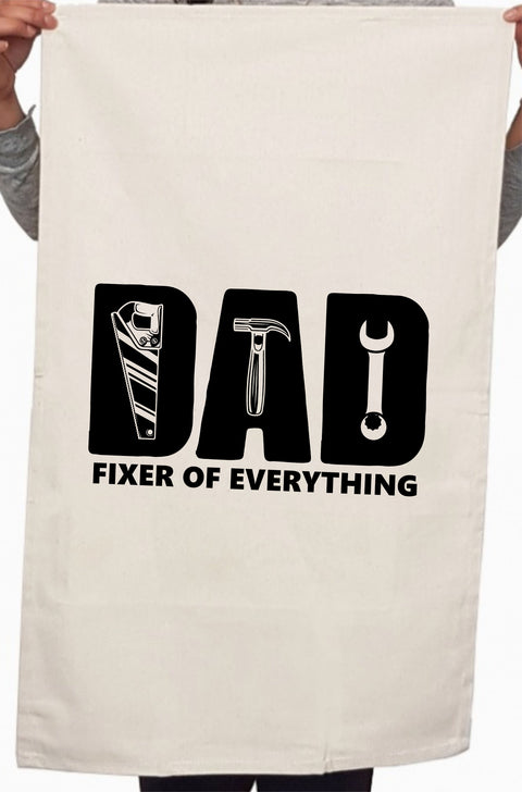 Cute Dad Fixer of Everything Father's Day Custom Kitchen Tea Towel