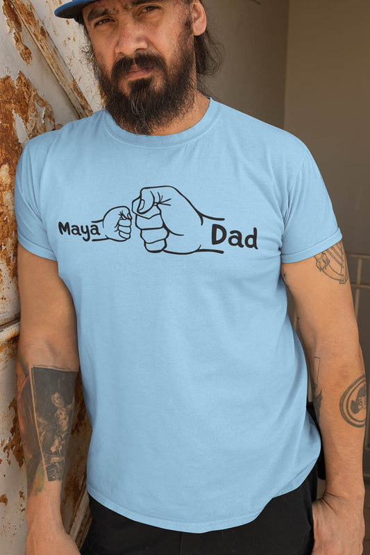 Personalized Dad Shirt With Fist Bump and Childs Name