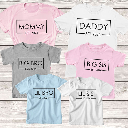 Mommy Daddy Brother Sister Est 2021 Family Matching T Shirt
