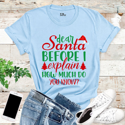 Dear Santa Before I Explain How Much Do You Know T Shirt