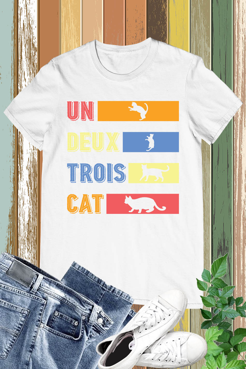 Un Deux Trois Cat Vintage T Shirt