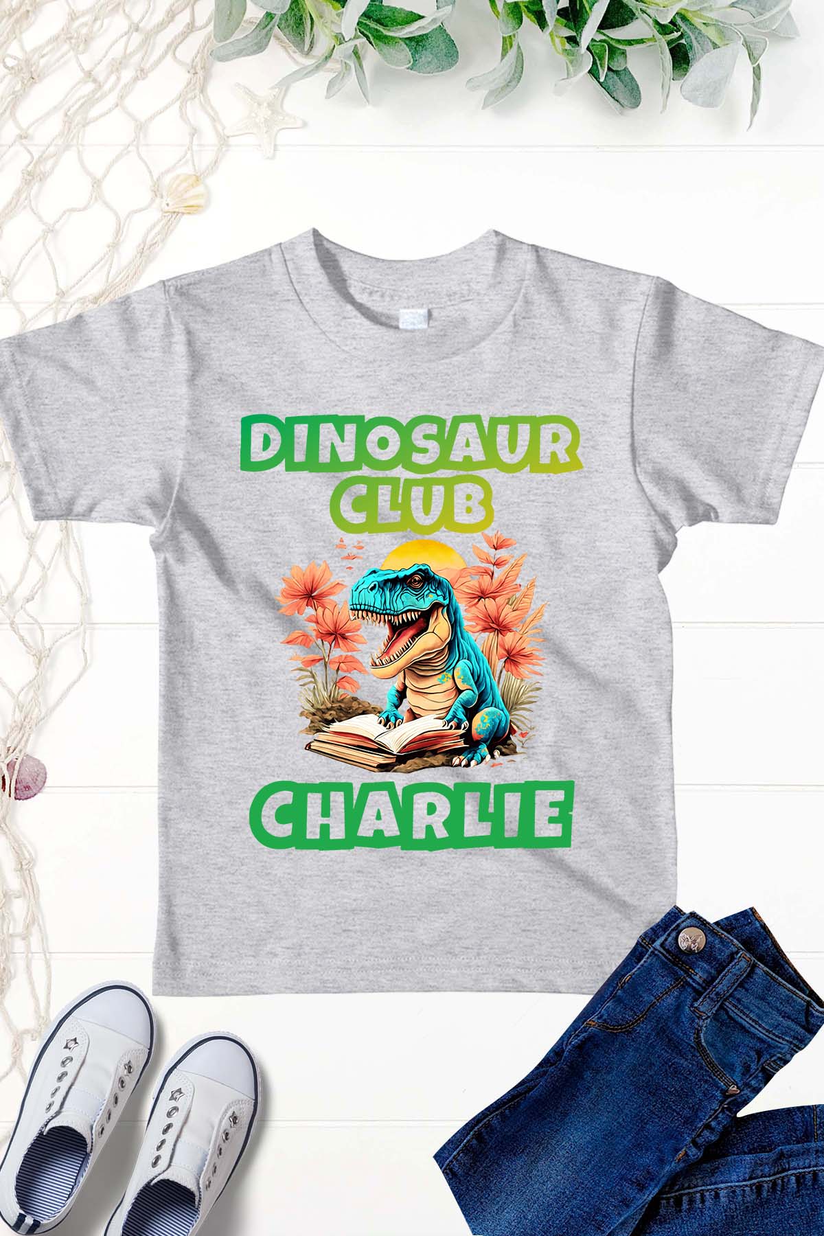 Personalise Kids Dinosaur Club World Book Day Shirts Funny School Party Tee