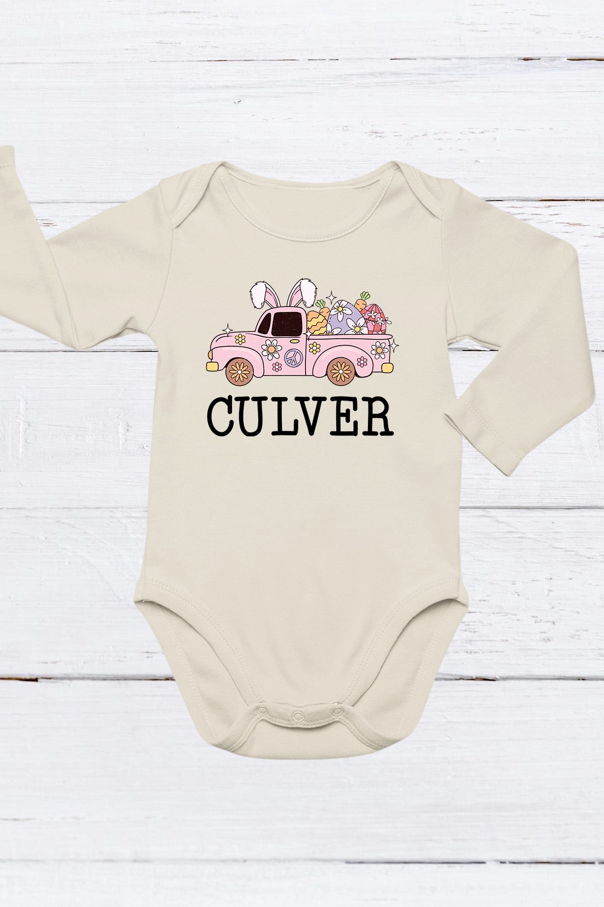 Personalized Easter Bunny Car Baby Bodysuit