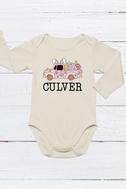 Personalized Easter Bunny Car Baby Bodysuit
