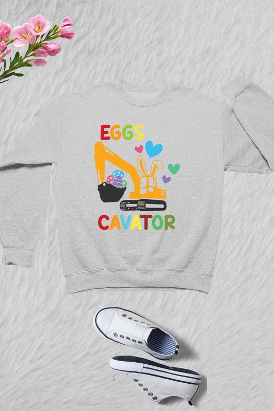 Eggs Cavator Funny Kids Easter Sweatshirt