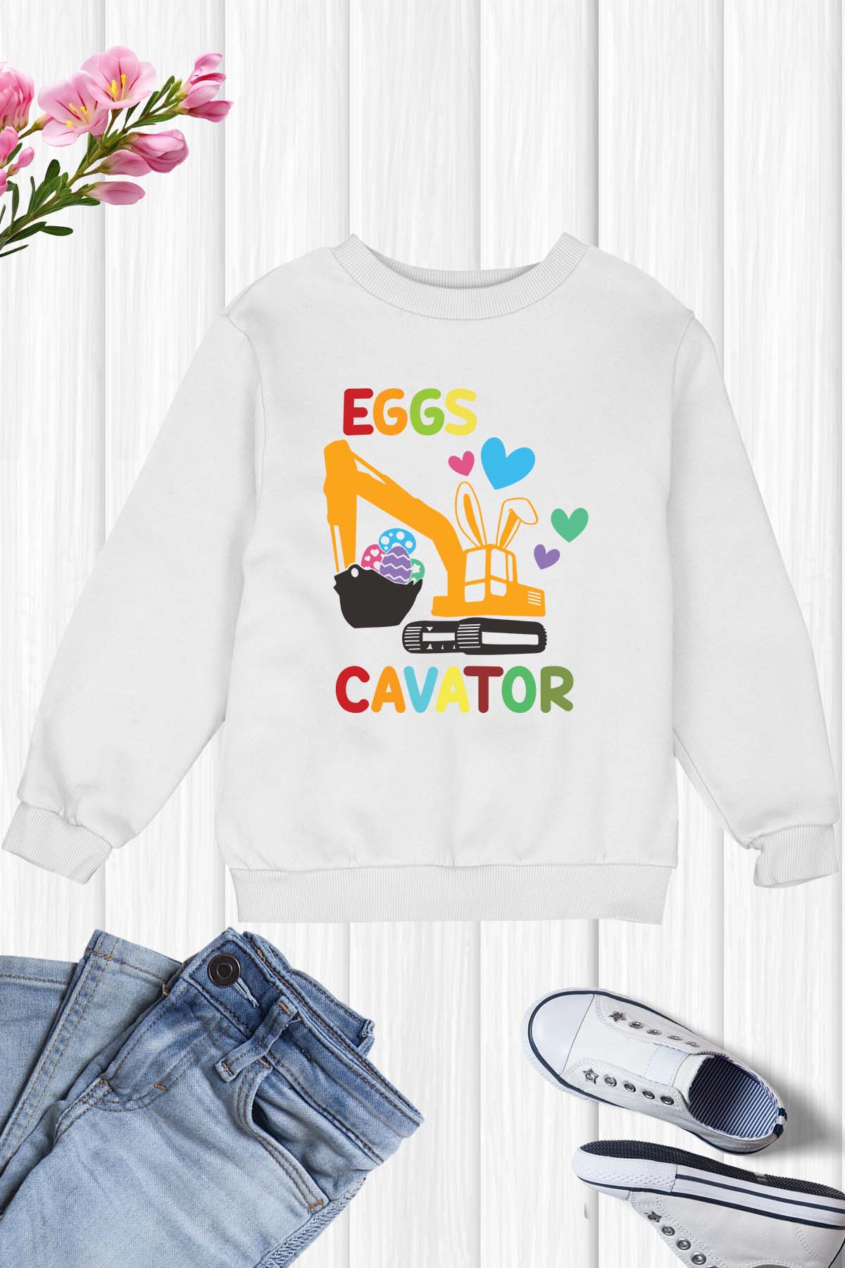 Eggs Cavator Funny Kids Easter Sweatshirt