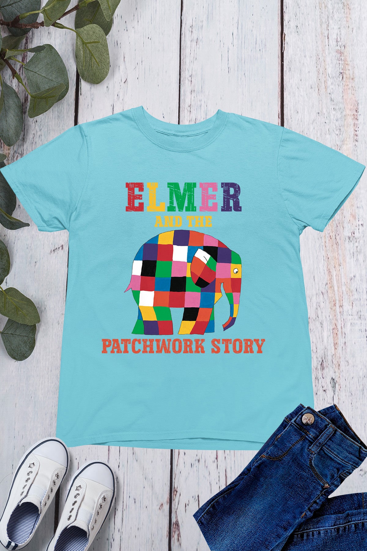 Elmer And The Patchwork Story Kids World Book Day T Shirt for School Party
