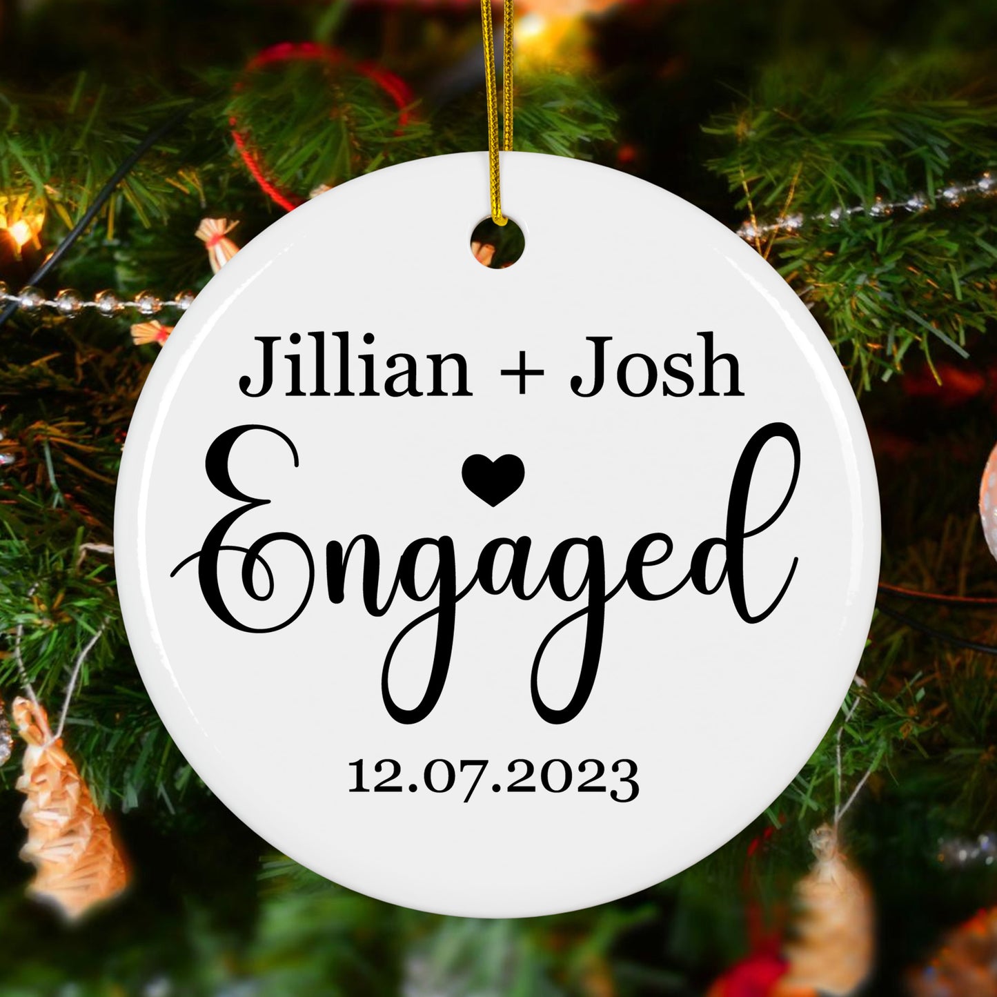 Engaged Christmas Ornament - Personalized First Christmas Keepsake