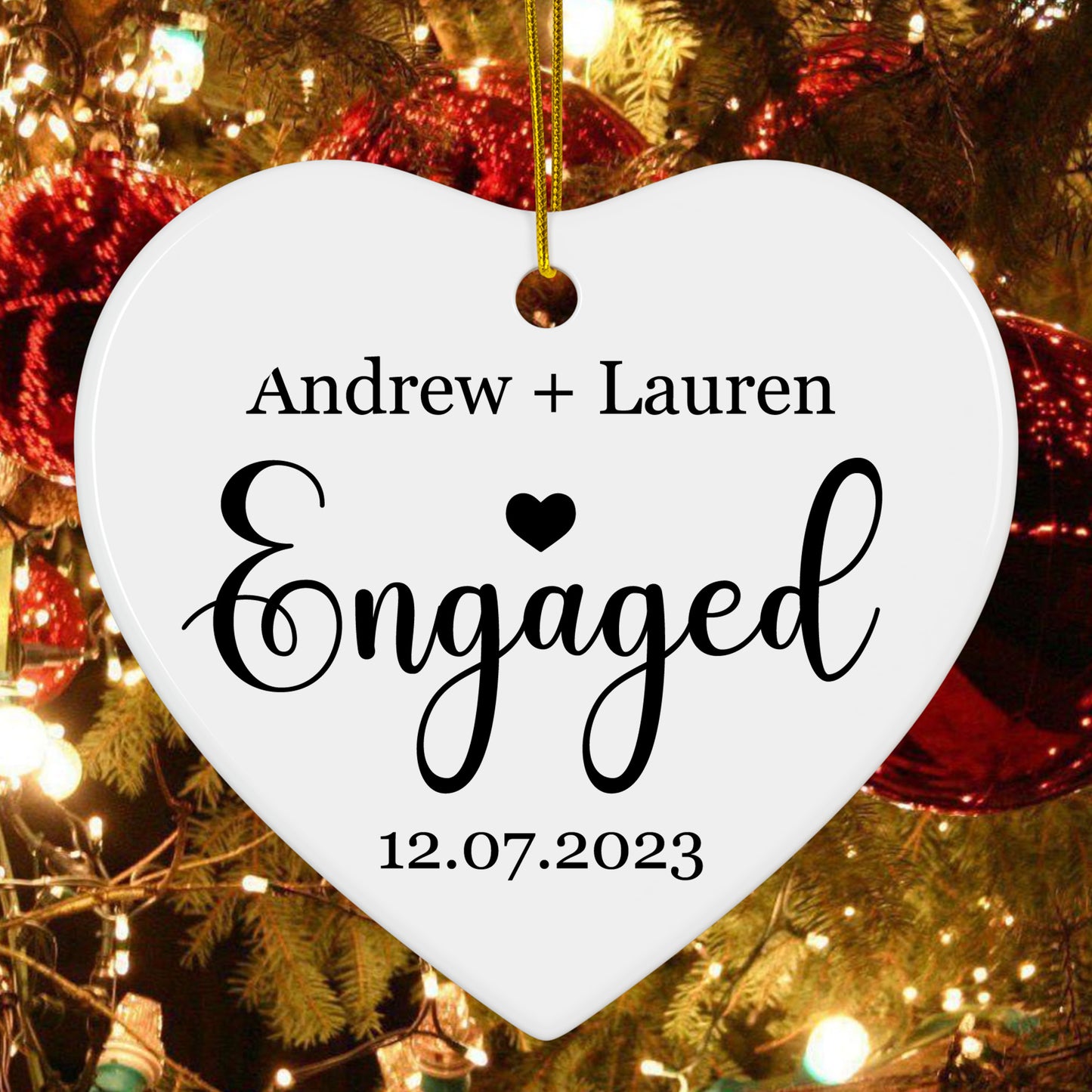 Engaged Christmas Ornament - Personalized First Christmas Keepsake