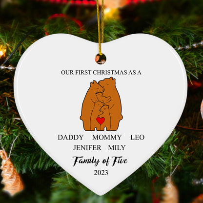 Family of Five Personalized Christmas Ornament