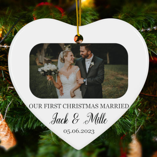 Married Photo First Christmas Ornament