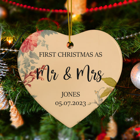Mr and Mrs Christmas Ornament - First Christmas Married Keepsake