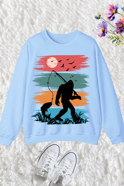 Fishing Sweatshirt Fishing with Bigfoot