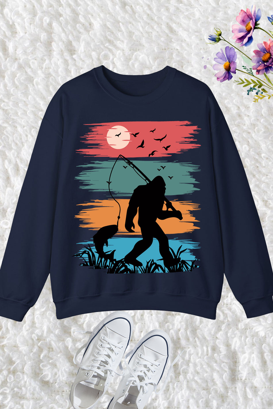 Fishing Sweatshirt Fishing with Bigfoot