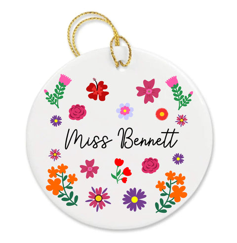 Personalized Floral Teachers Day Gifts Custom Teacher Appreciation Thank You Ornament