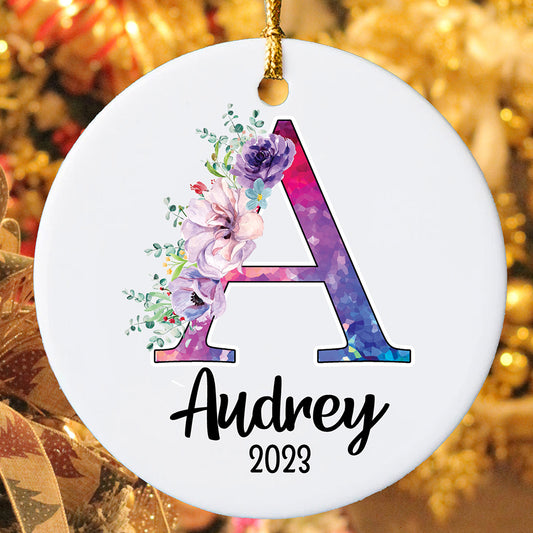 Personalized Flower Name Audrey And Braley 2023 Bible Verse Ornament