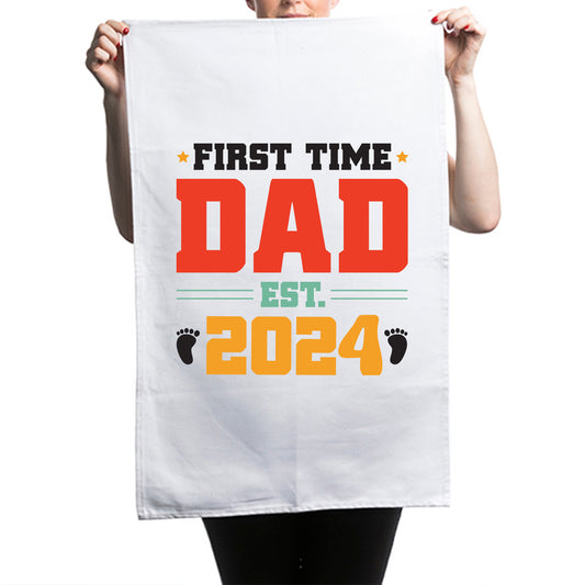 Dad EST 2024 Reveal Custom Cute Fathers Day Kitchen Table Tea Towel