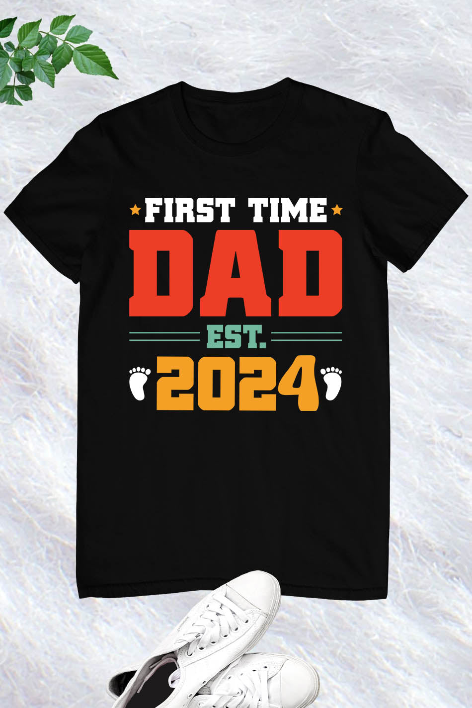 Dad EST 2024 Reveal Custom Short Sleeve Fathers Day T-Shirt Gift
