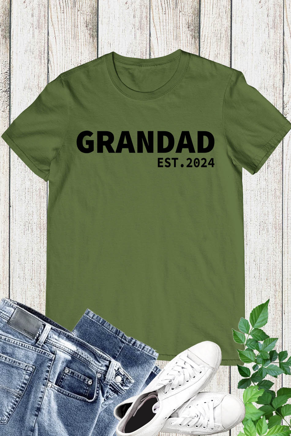 Grandpa Grandad Est 2024 Shirt Grandparent Tees