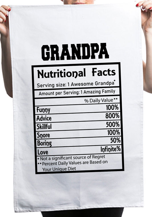 Grandpa Nutrition Facts Custom Father's Day Kitchen Table Tea Towel