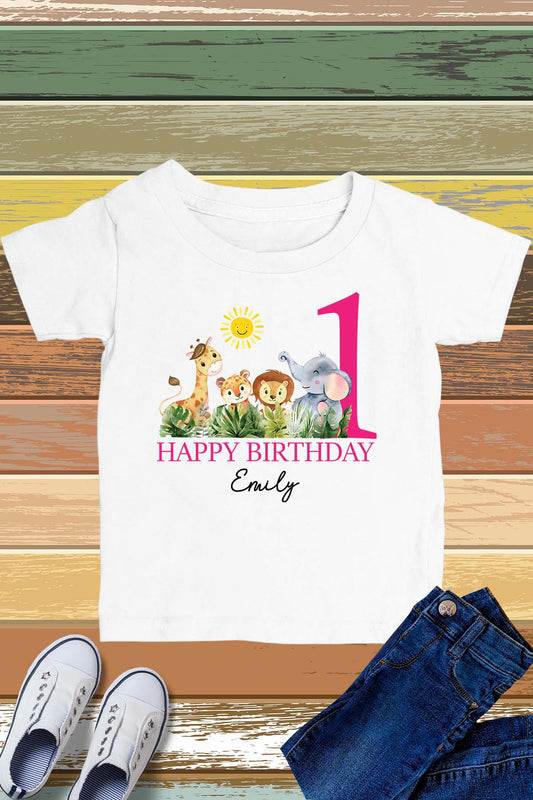 Happy 1st Birthday Custom Baby Girls Shirts With name